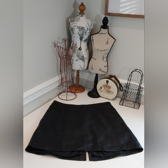 Theyskens' Theory Black Lined Calf Leather Skirt with Pockets NWOT - Picture 7 of 9